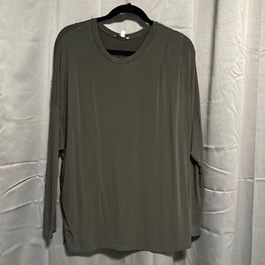 XL White Birch Olive Green Dolman Sleeve Top